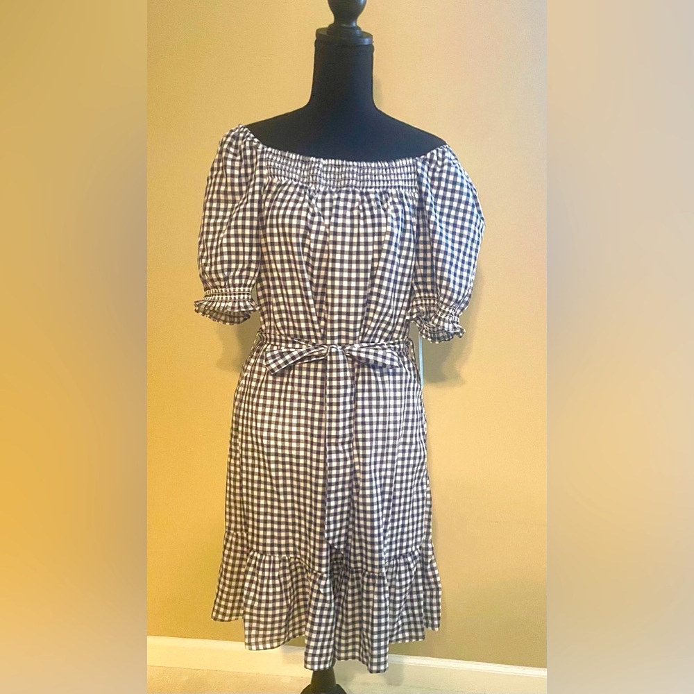Draper James Gingham Off the Shoulder Dress Size Large